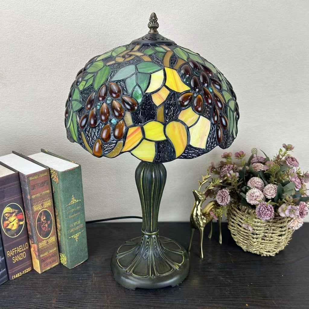 Metal Glass Dome Grape Table Lamp