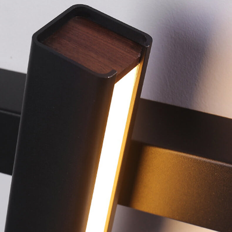 Rectangular Aluminum Iron Wood Wall Lamp