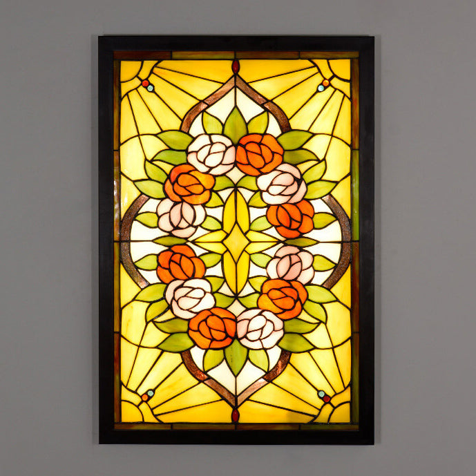 Pastoral Rose Pattern Mural Wall Lamp