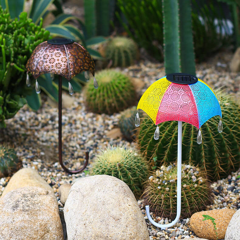 Iron Colorful Umbrella Hollow Outdoor Light