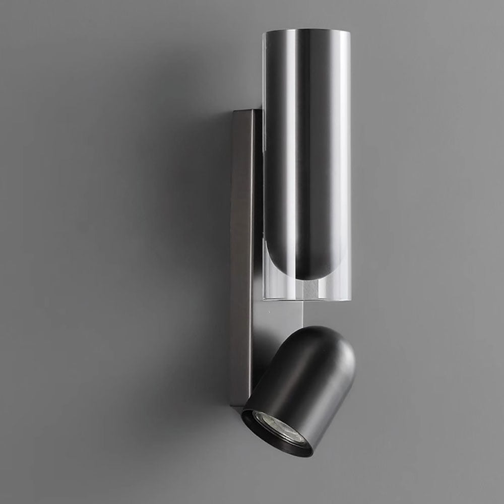 Rotatable Cylinder Metal Glass 2-Light Wall Lamp