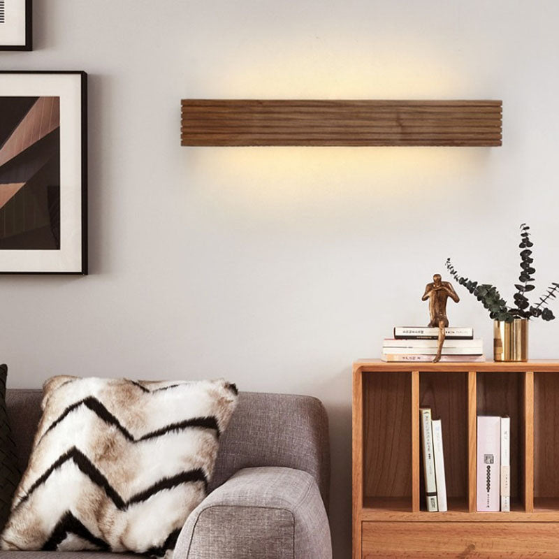 Striped Wood Cuboid Vanity Wall Lamp