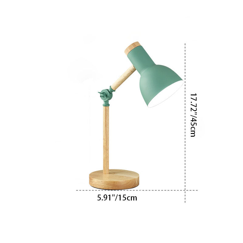 Iron Semi-Circular Wooden Study Table Lamp