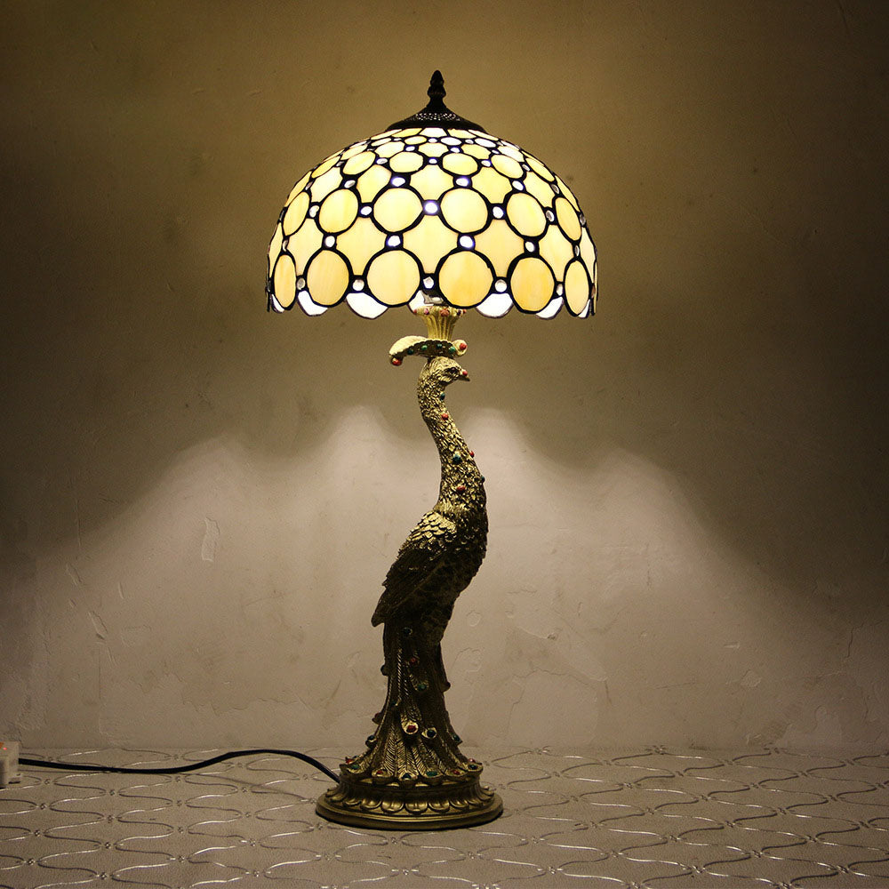 Peacock Gem Dome Glass Table Lamp