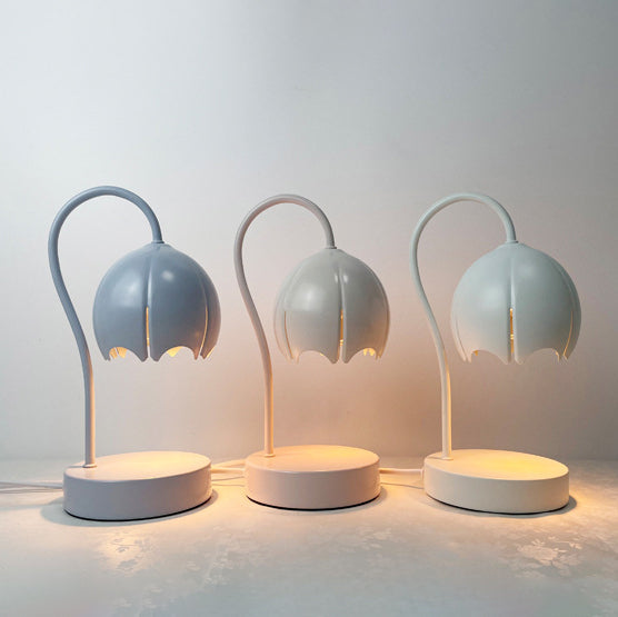 Iron Glass Wood Flower Table Lamp