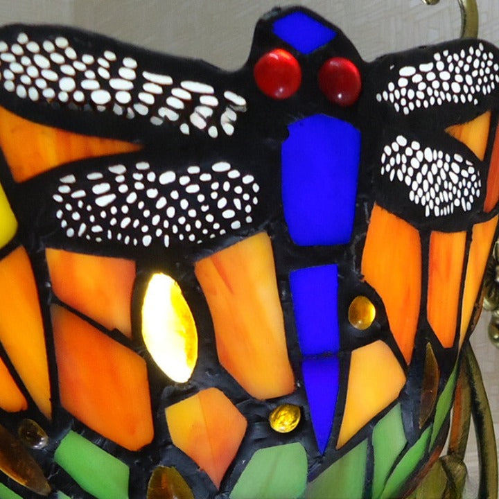 Handmade Stained Glass Dragonfly Wall Lamp