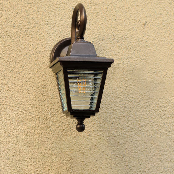 Striped Glass Square Cage Outdoor Light