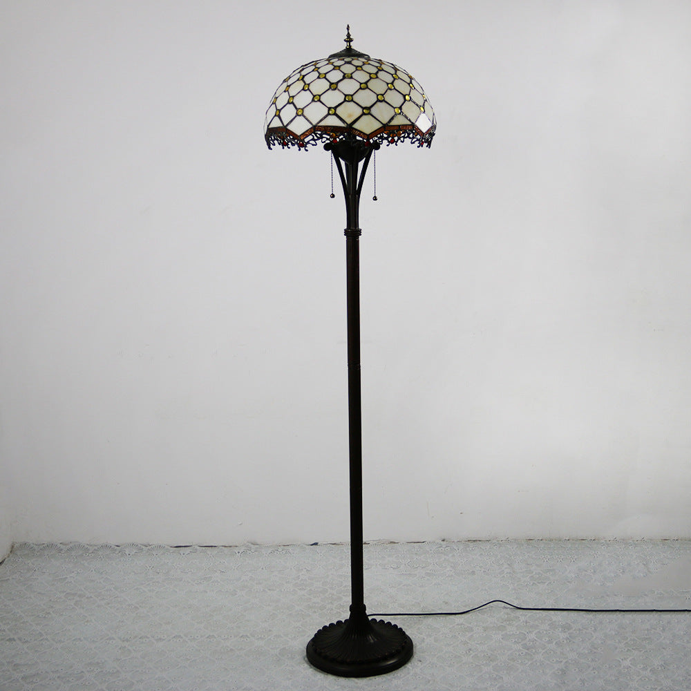 Mediterranean Dragonfly Stained Glass 2-Light Floor Lamp