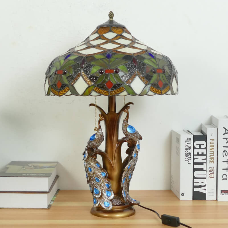 Stained Glass Resin Dome 2-Light Table Lamp