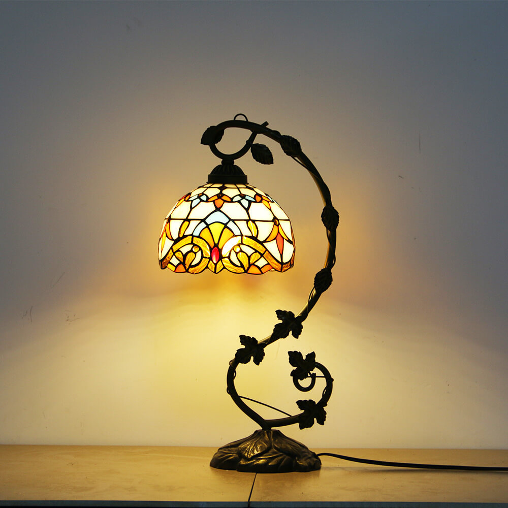 Rose Stained Glass Vine Table Lamp