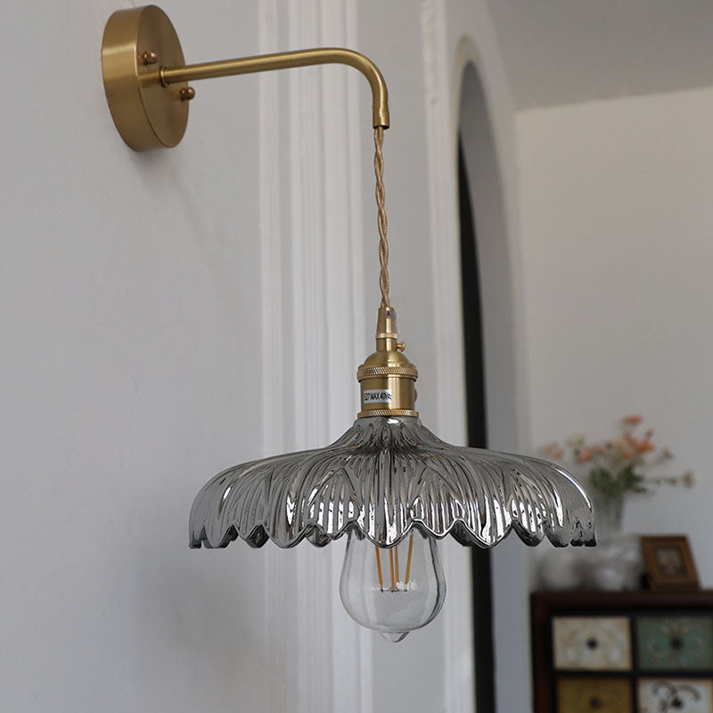 Iron Flower Glass Bedroom Wall Lamp