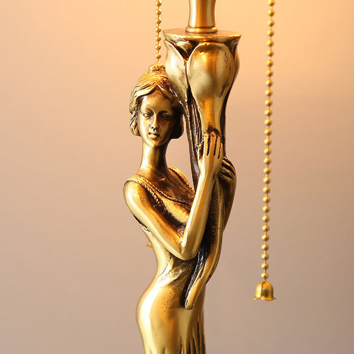 Copper Goddess Statue Shell 2-Light Table Lamp