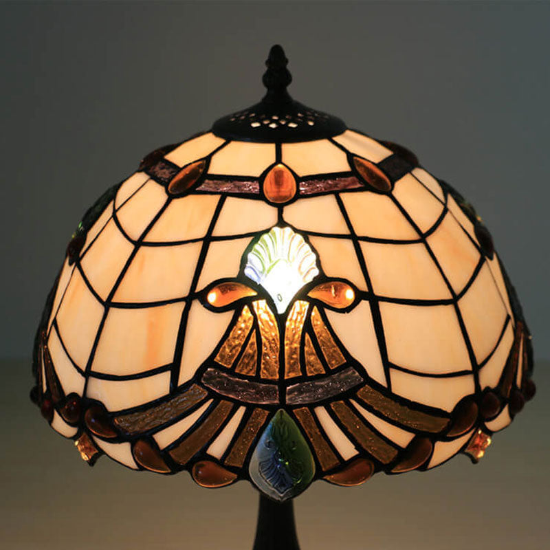 Curved Lucite Beads Stained Table Lamp