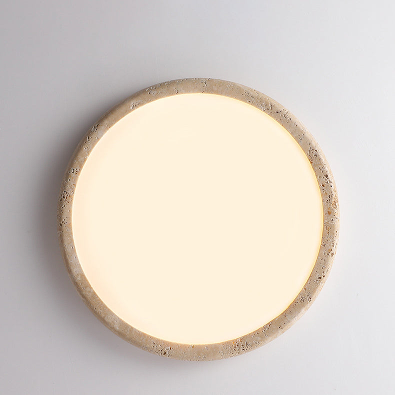 Round Yellow Travertine Acrylic Wall Lamp