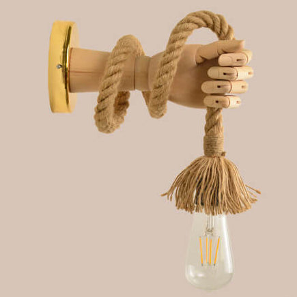 Hand Shape Arm Hemp Wall Lamp