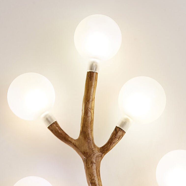 Resin Tree Fork Glass 7-Light Wall Lamp