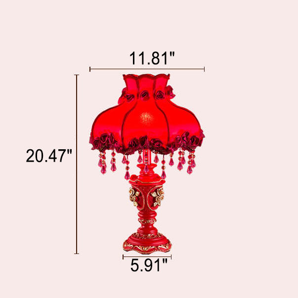 Wedding Red Fabric Tassel Table Lamp