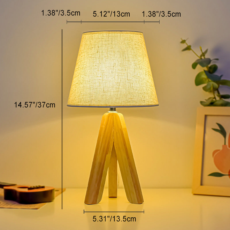 Round Cone Tripod Fabric Table Lamp