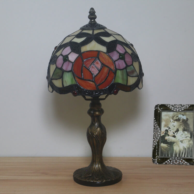 Flower Stained Glass Dome Table Lamp