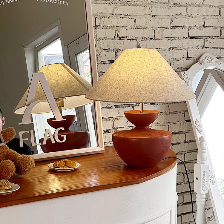 Jar Resin Fabric Living Table Lamp