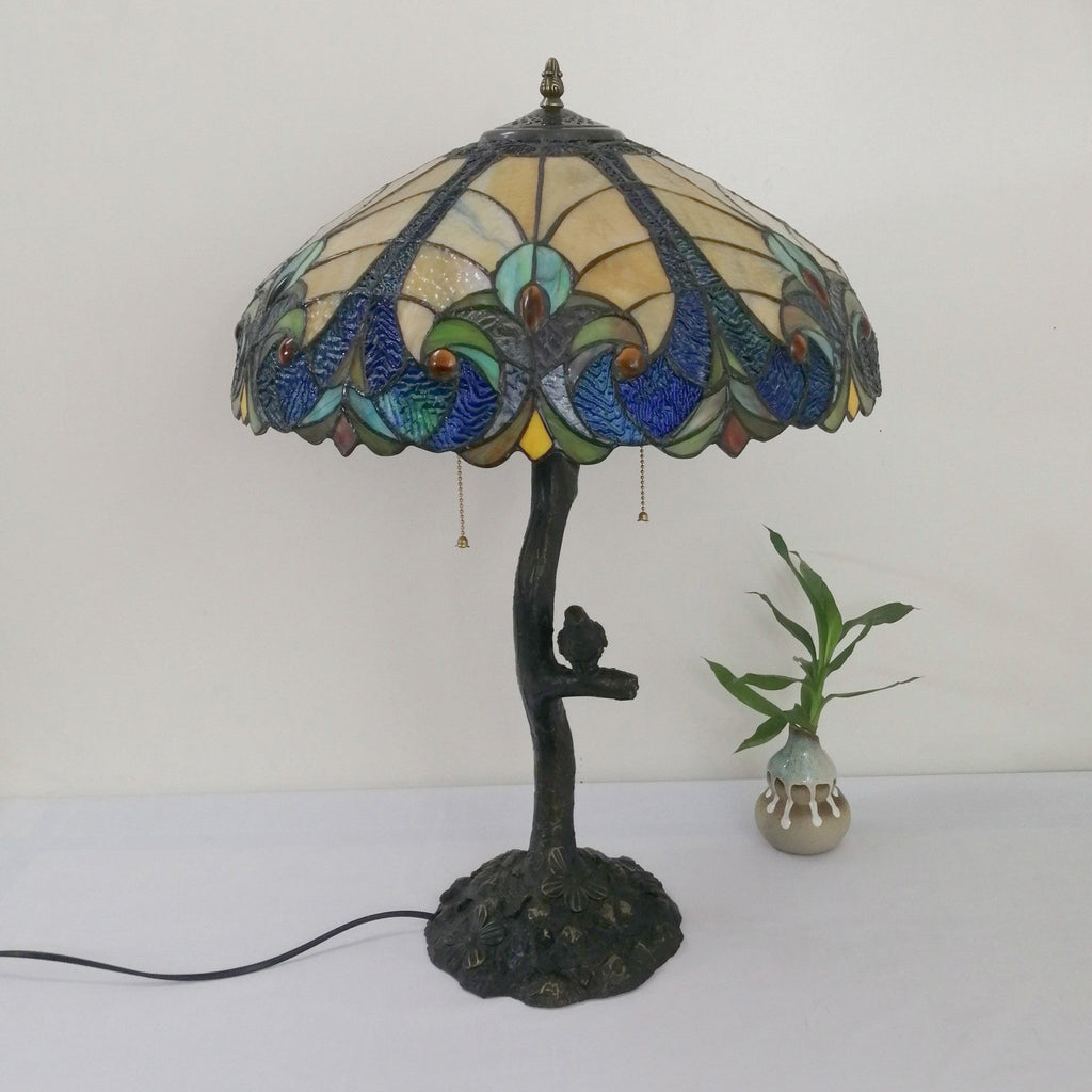 Flower Stained Glass Resin 2-Light Table Lamp