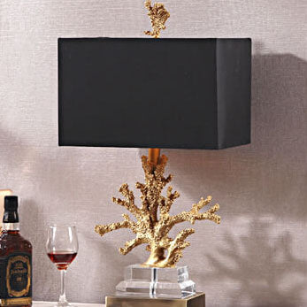 Linen Resin Crystal Coral Table Lamp