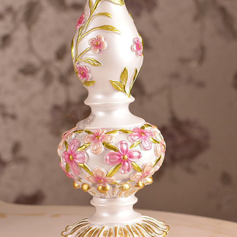 Sculpted Floral Resin Iron Table Lamp