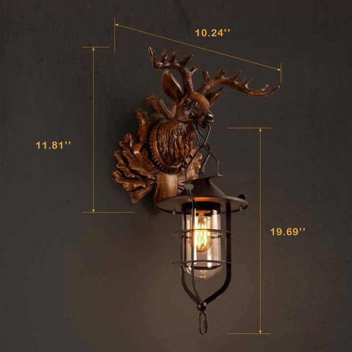 Deer Head Antlers Wall Lamp