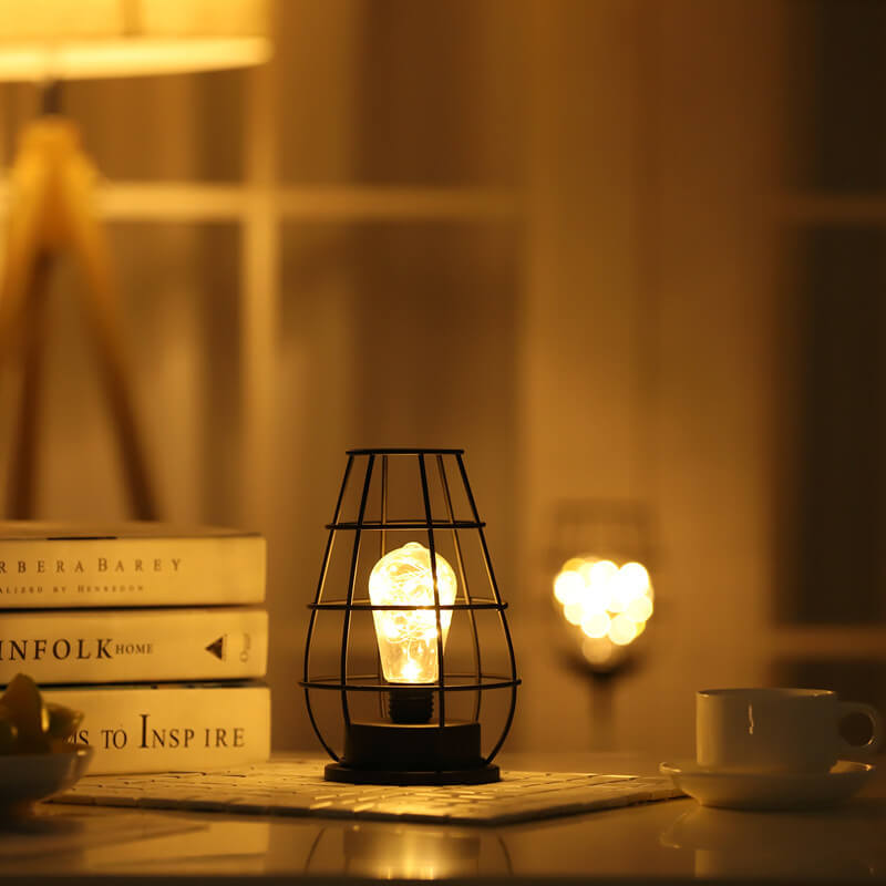 Wrought Iron Wine Bottle Table Lamp