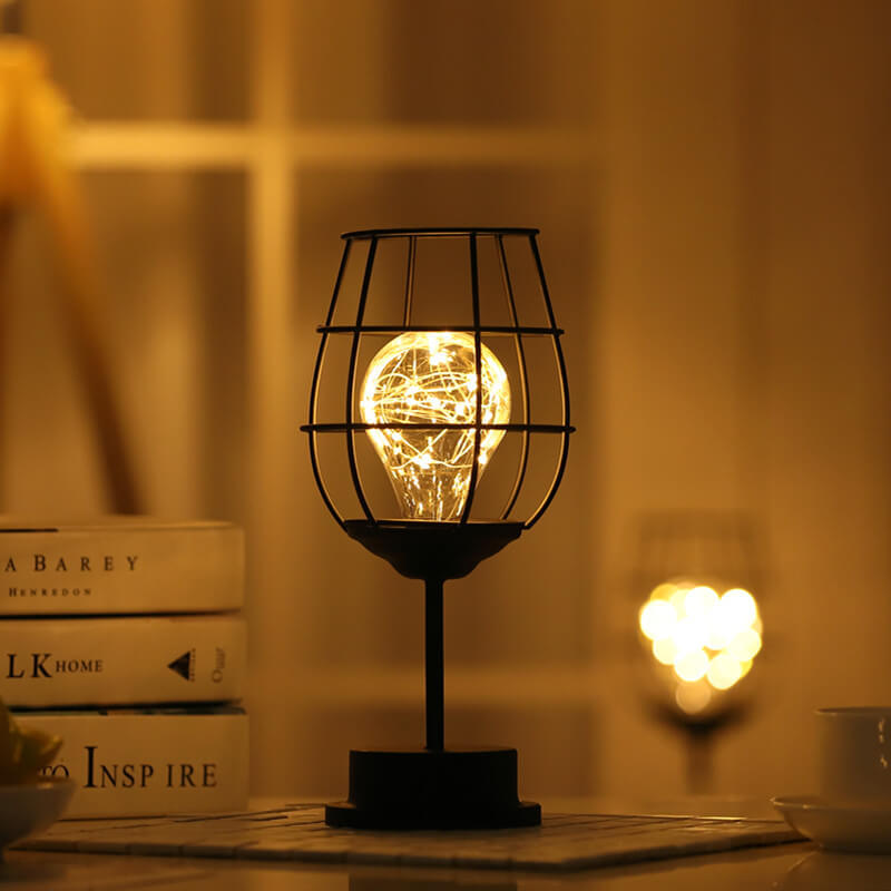 Wrought Iron Wine Bottle Table Lamp