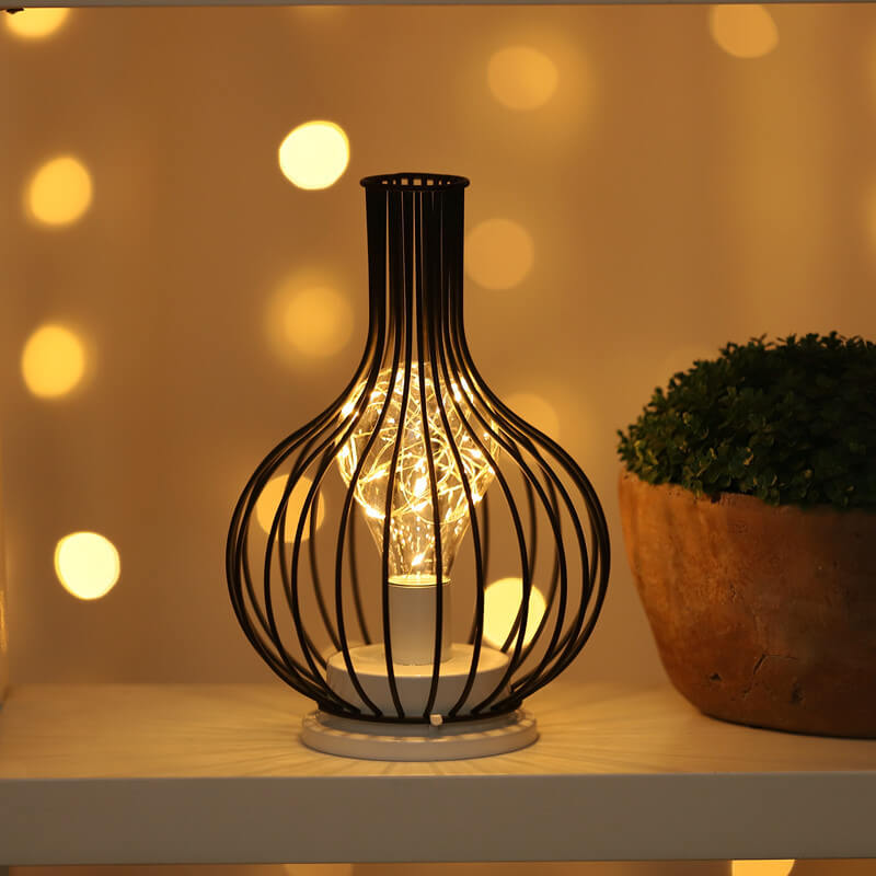 Wrought Iron Wine Bottle Table Lamp