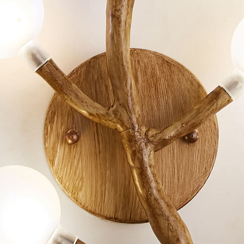 Resin Tree Fork Glass 7-Light Wall Lamp