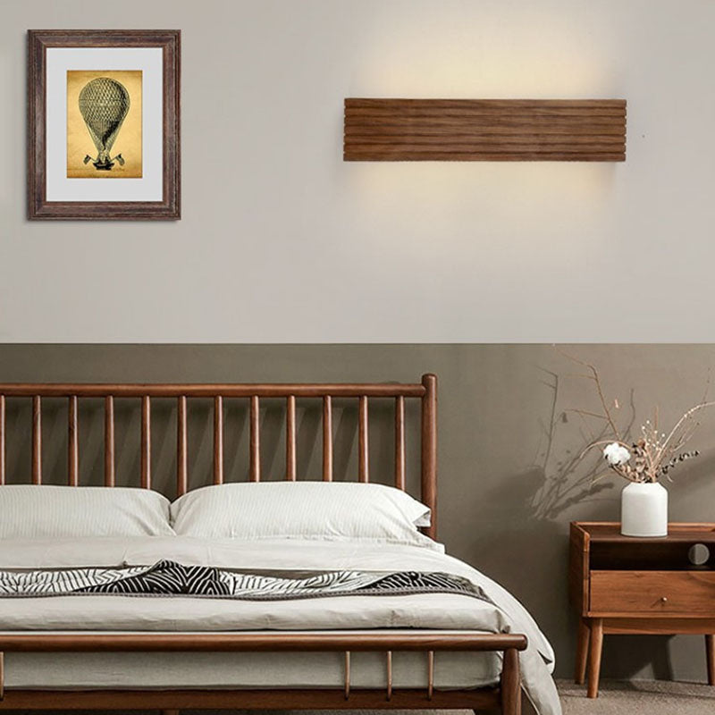 Striped Wood Cuboid Vanity Wall Lamp