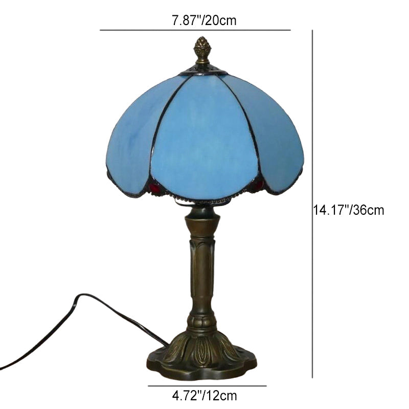 Blue Glass Petal Design Table Lamp