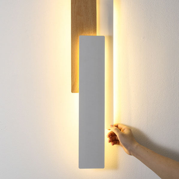 Wood Grain Geometric Rectangle Wall Lamp