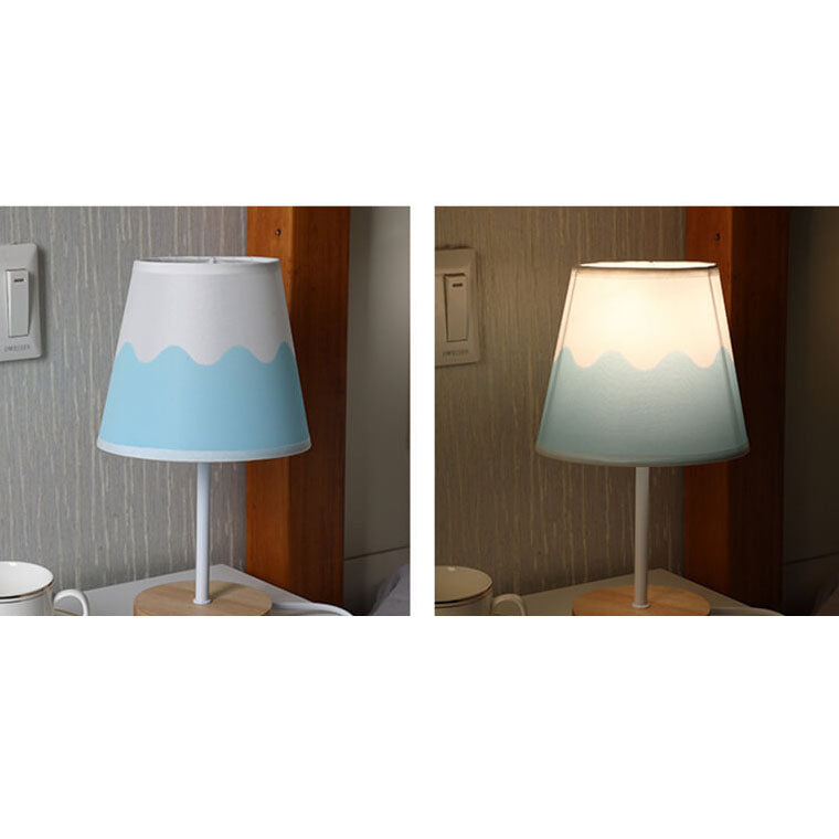 Fabric Cone Solid Wood Table Lamp