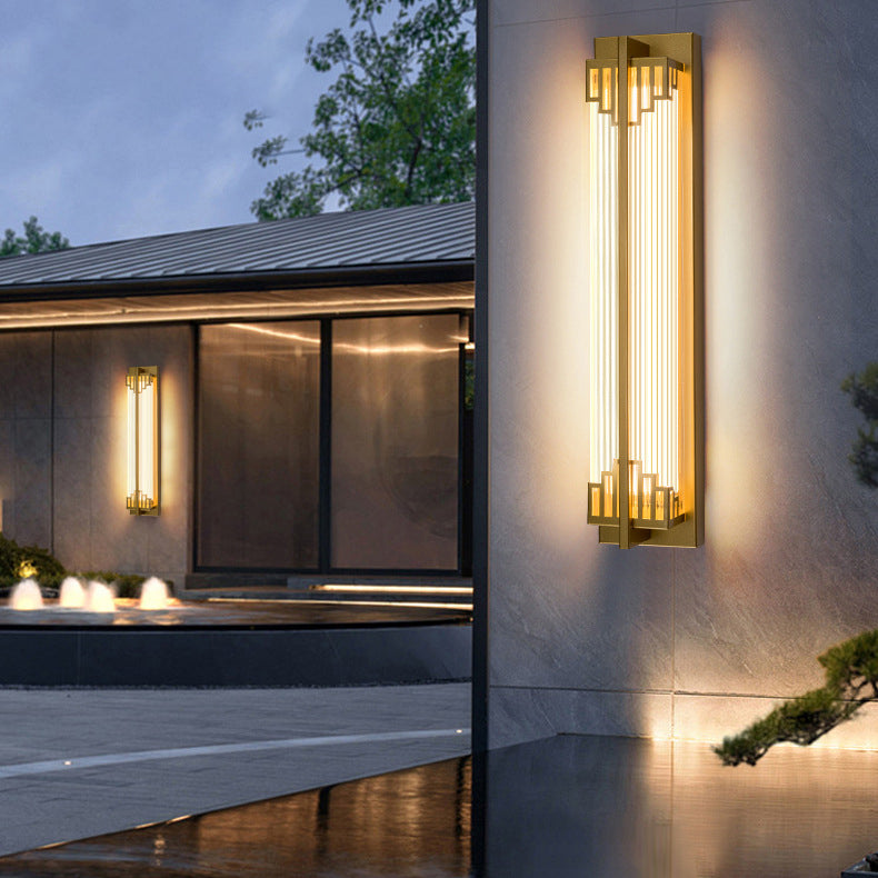 Rectangular Stainless Steel Glass Outdoor Light