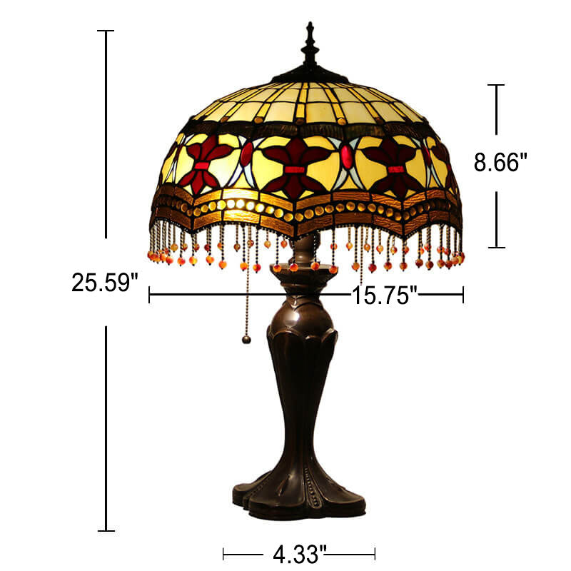 Flowers Stained Glass Pull Table Lamp