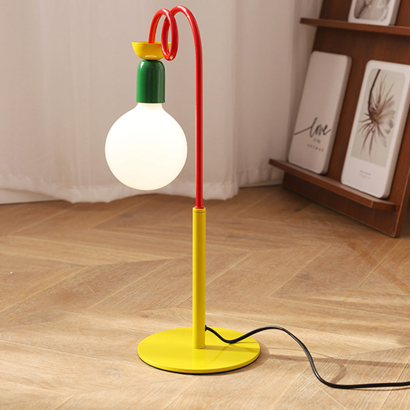 Curved Pole Round Ball Table Lamp