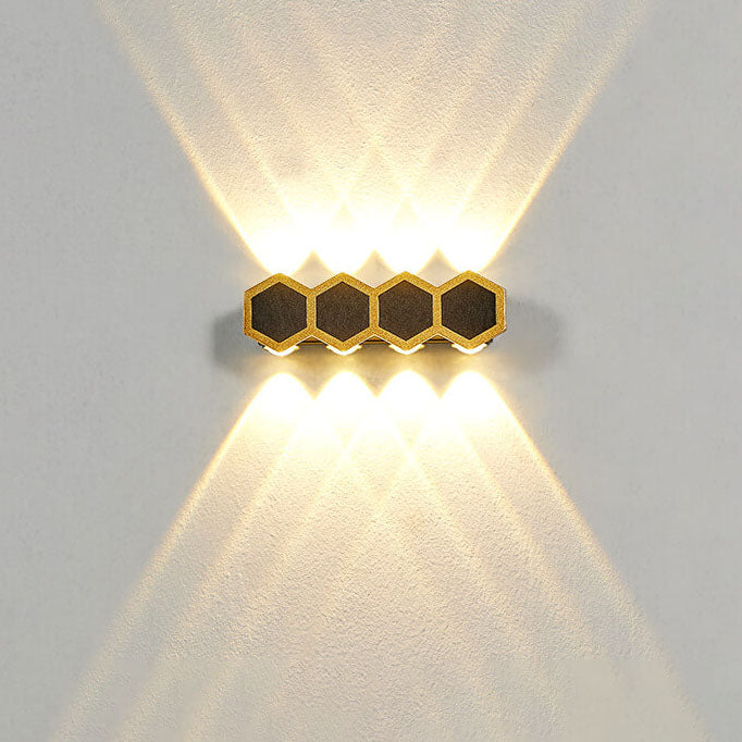 Hexagonal Combination Black Gold Outdoor Light