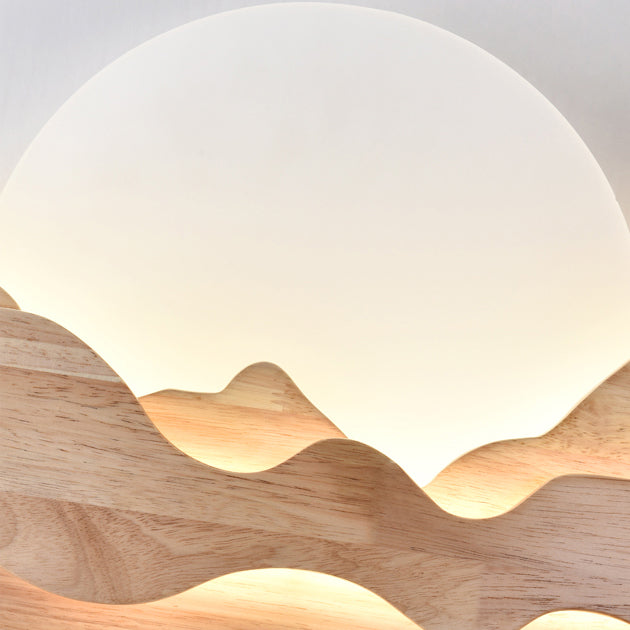 Round Mountain Shaped Wood Wall Lamp