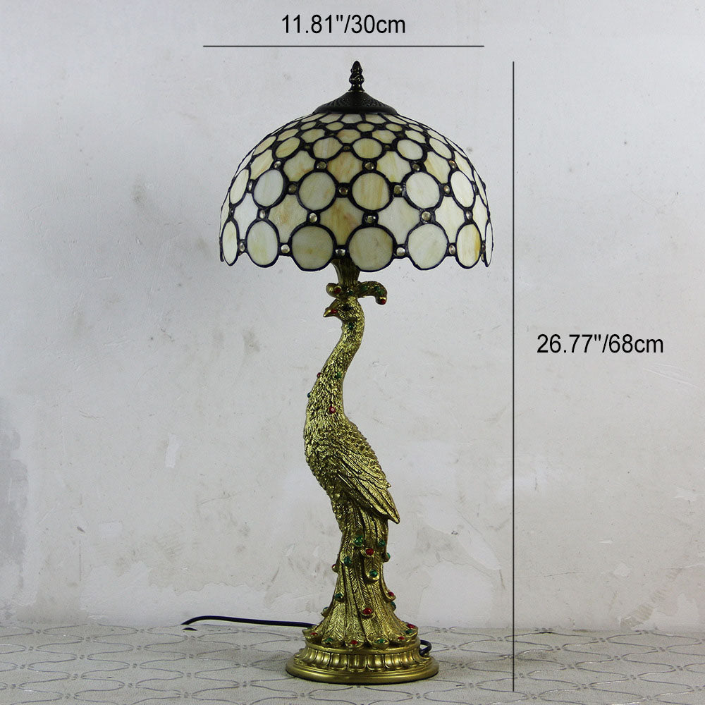 Peacock Gem Dome Glass Table Lamp
