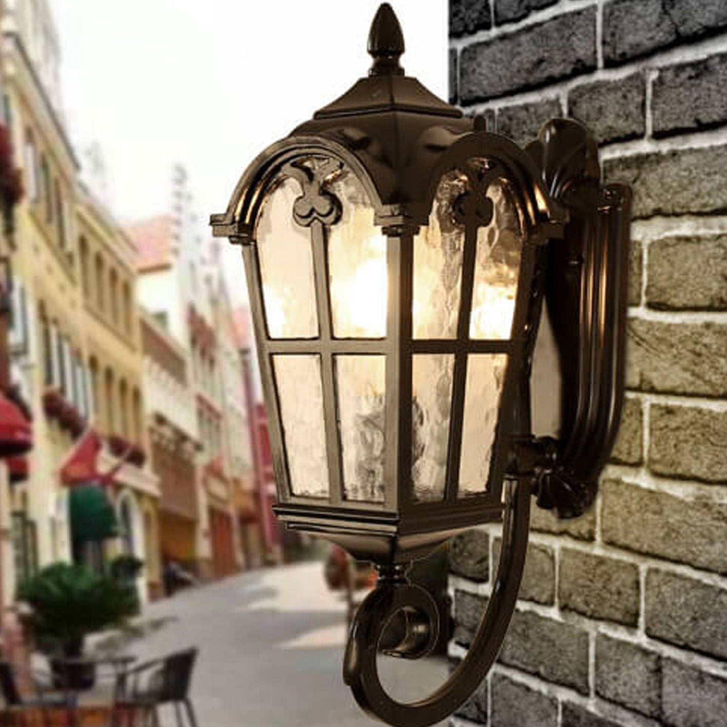 Glass Aluminum Lantern Outdoor Light