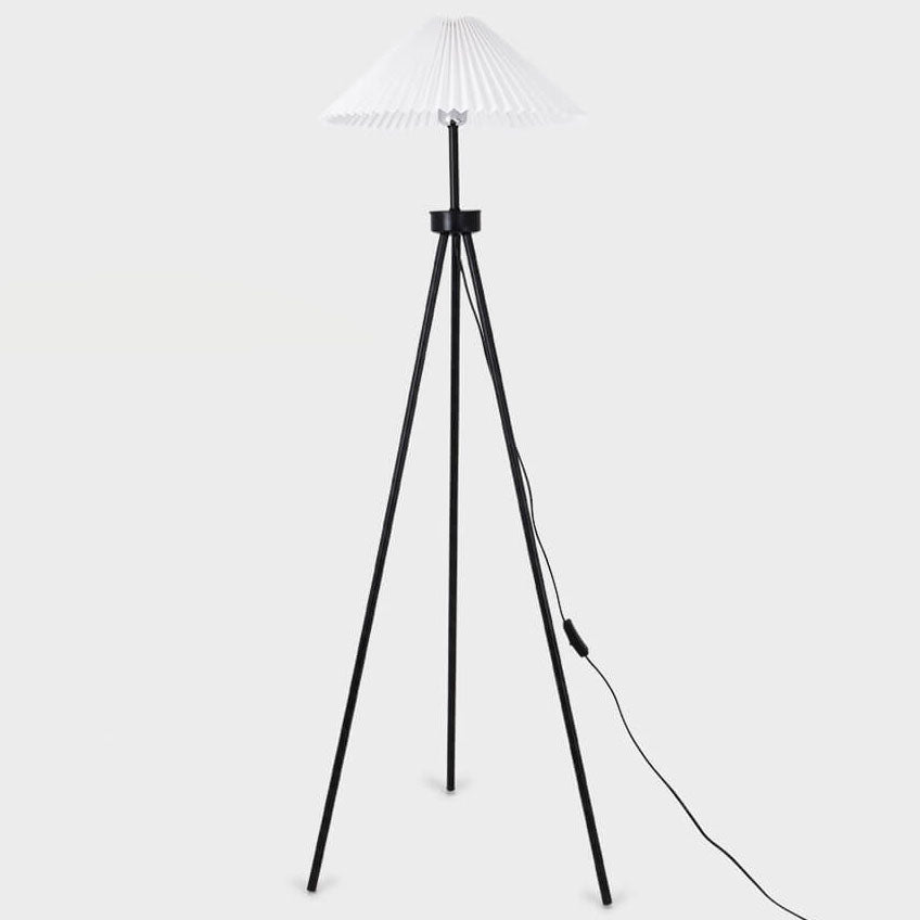 Pleated Canvas Iron Tripod Floor Lamp