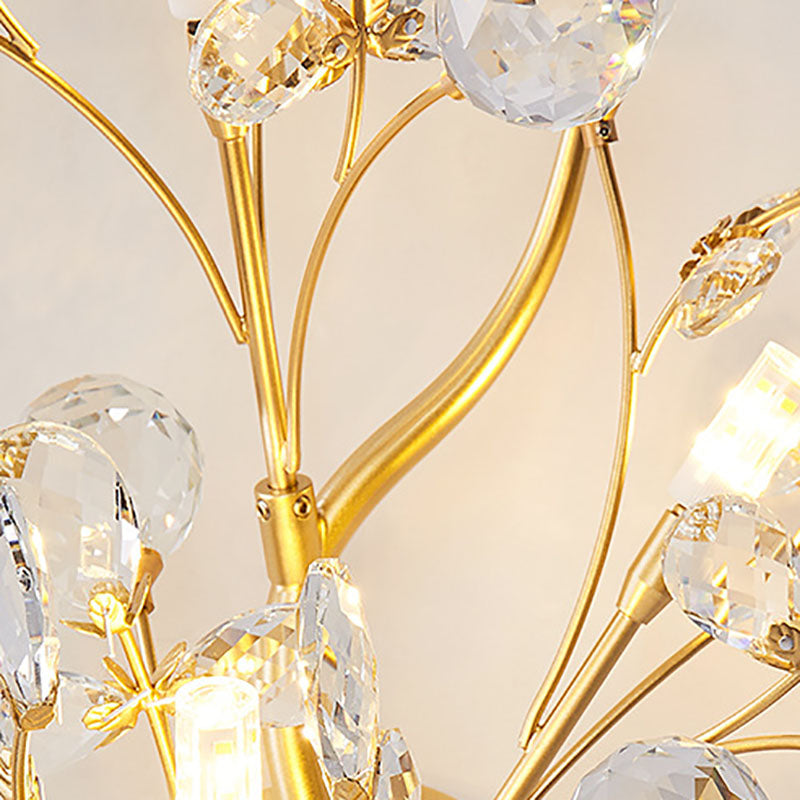 Crystal Floral Branch Iron 3-Light Wall Lamp