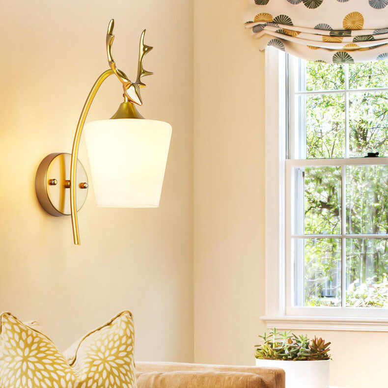 Antler Glass Cone Living Wall Lamp