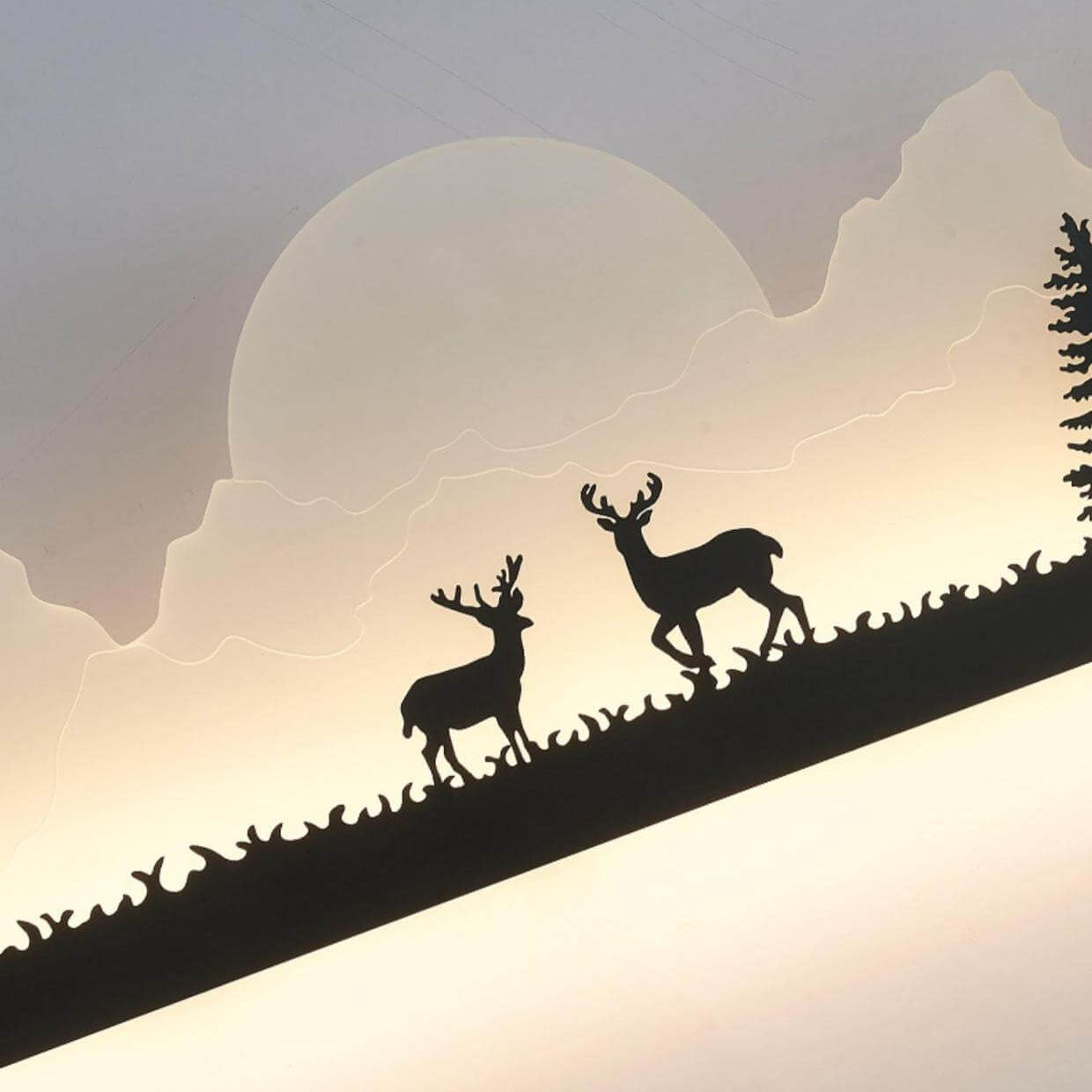 Iron Acrylic Landscape Painting Outdoor Light