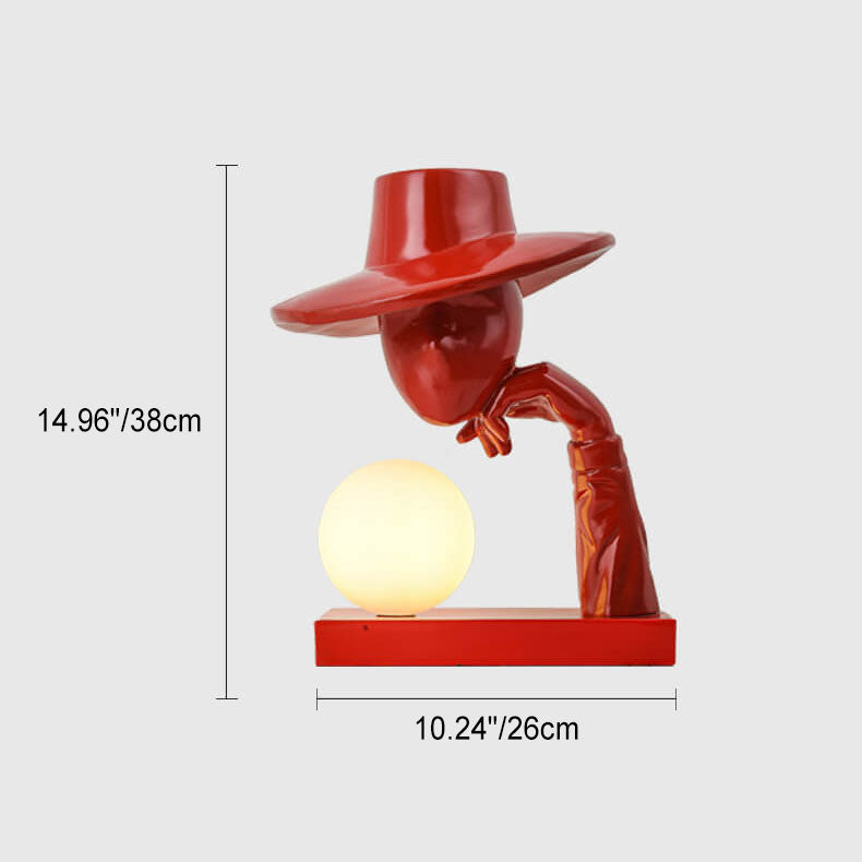 Abstract Hat-Wearing Human Figure Table Lamp