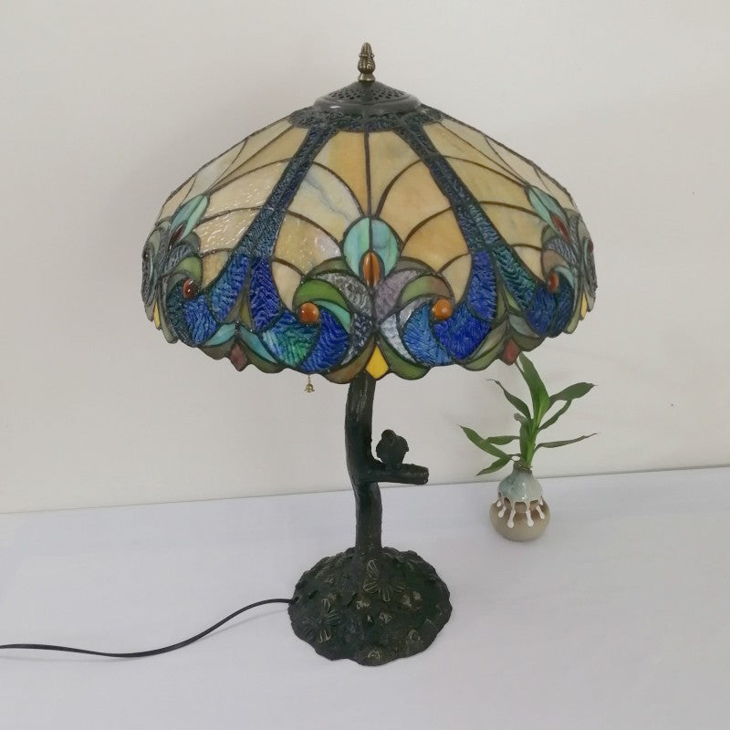 Flower Stained Glass Resin 2-Light Table Lamp