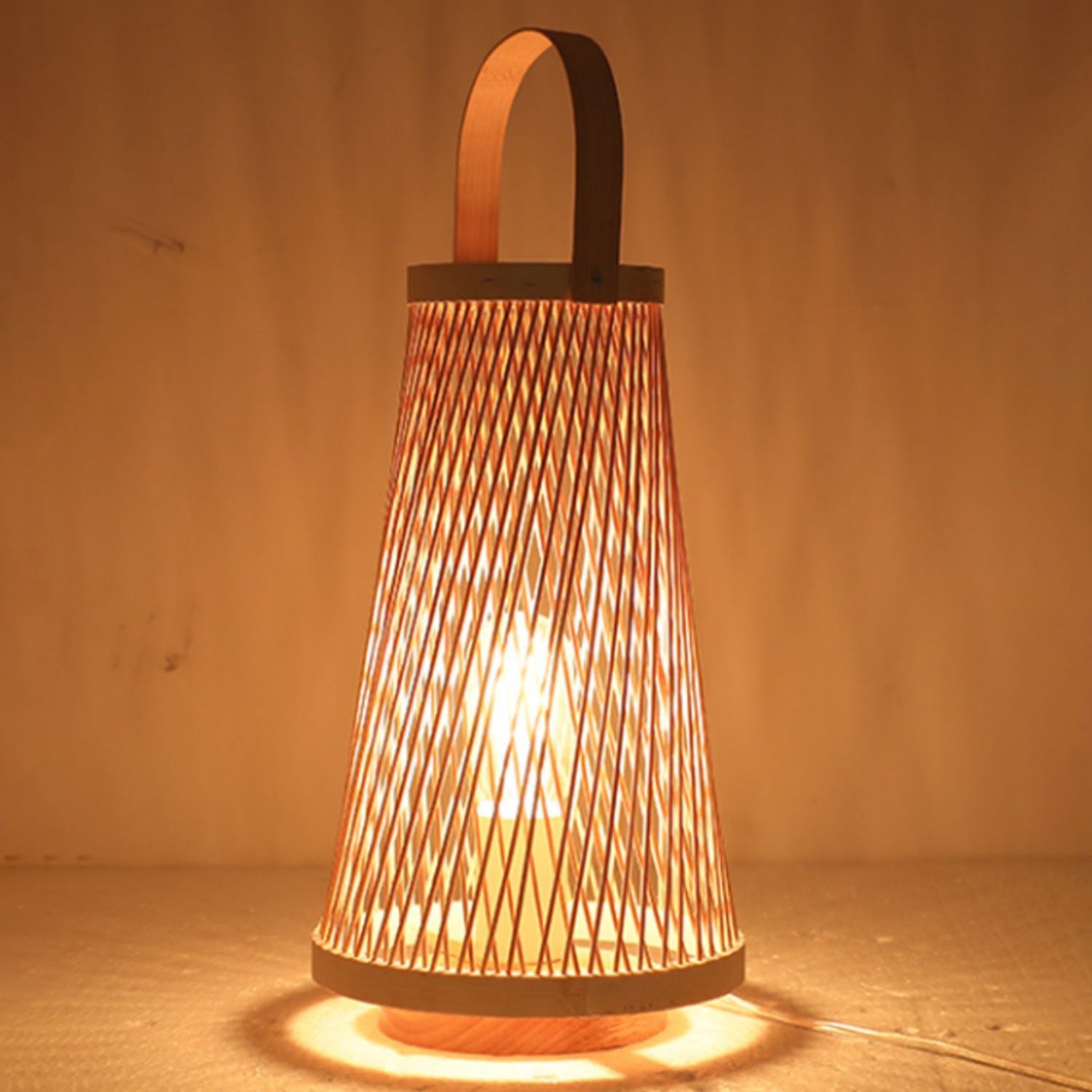 Bamboo Weaving Lantern Portable Table Lamp